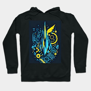 Abstract Colorful Blue Mountain Hoodie